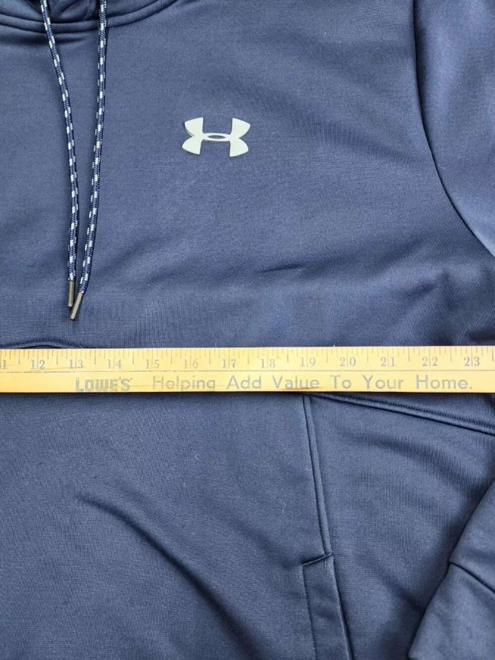 Under Armour Hoodie Mens 3XL Navy Blue Fleece Pullover Sweatshirt Logo - Picture 10 of 11